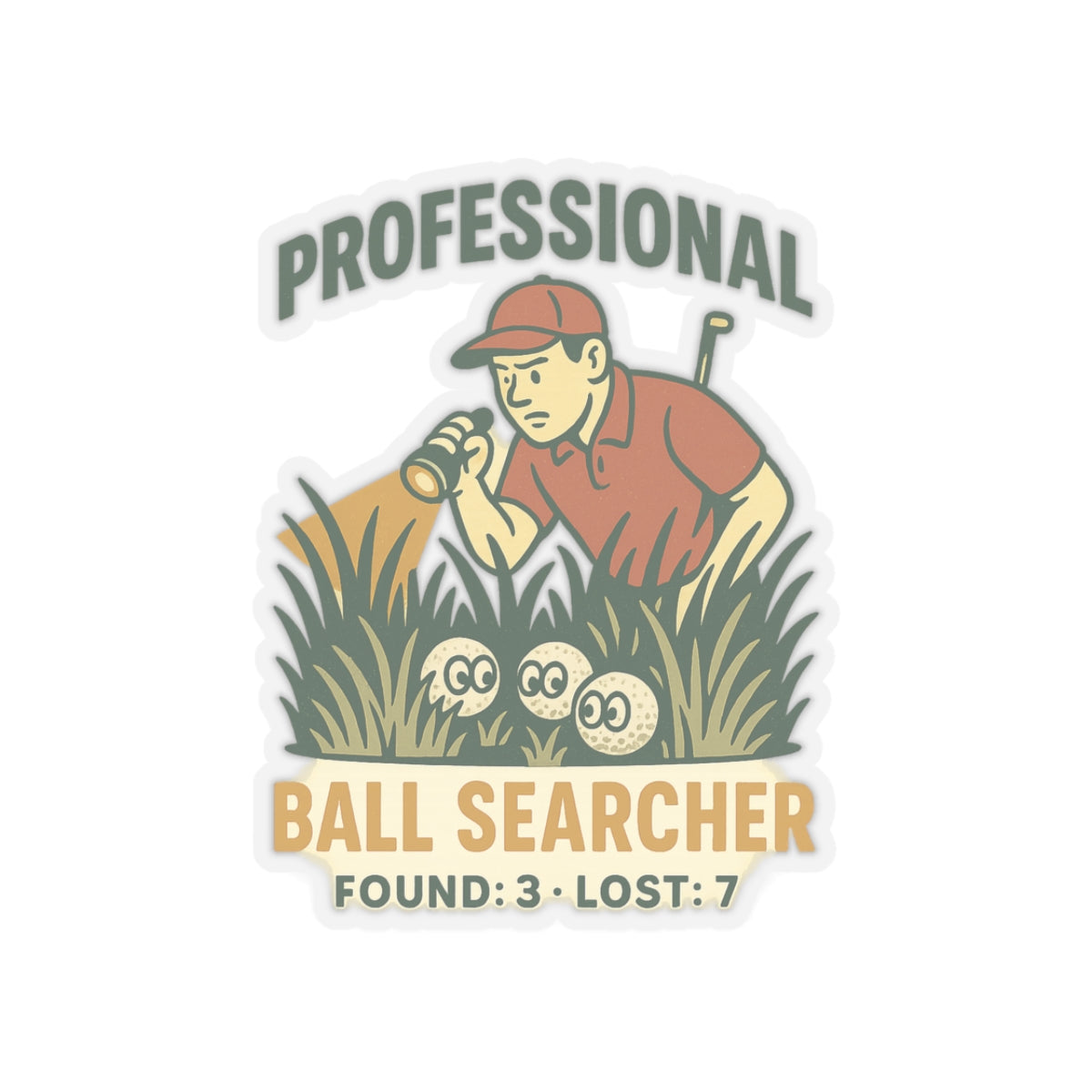 Professional Ball Searcher Sticker — Par & Pine original golf design, view 3