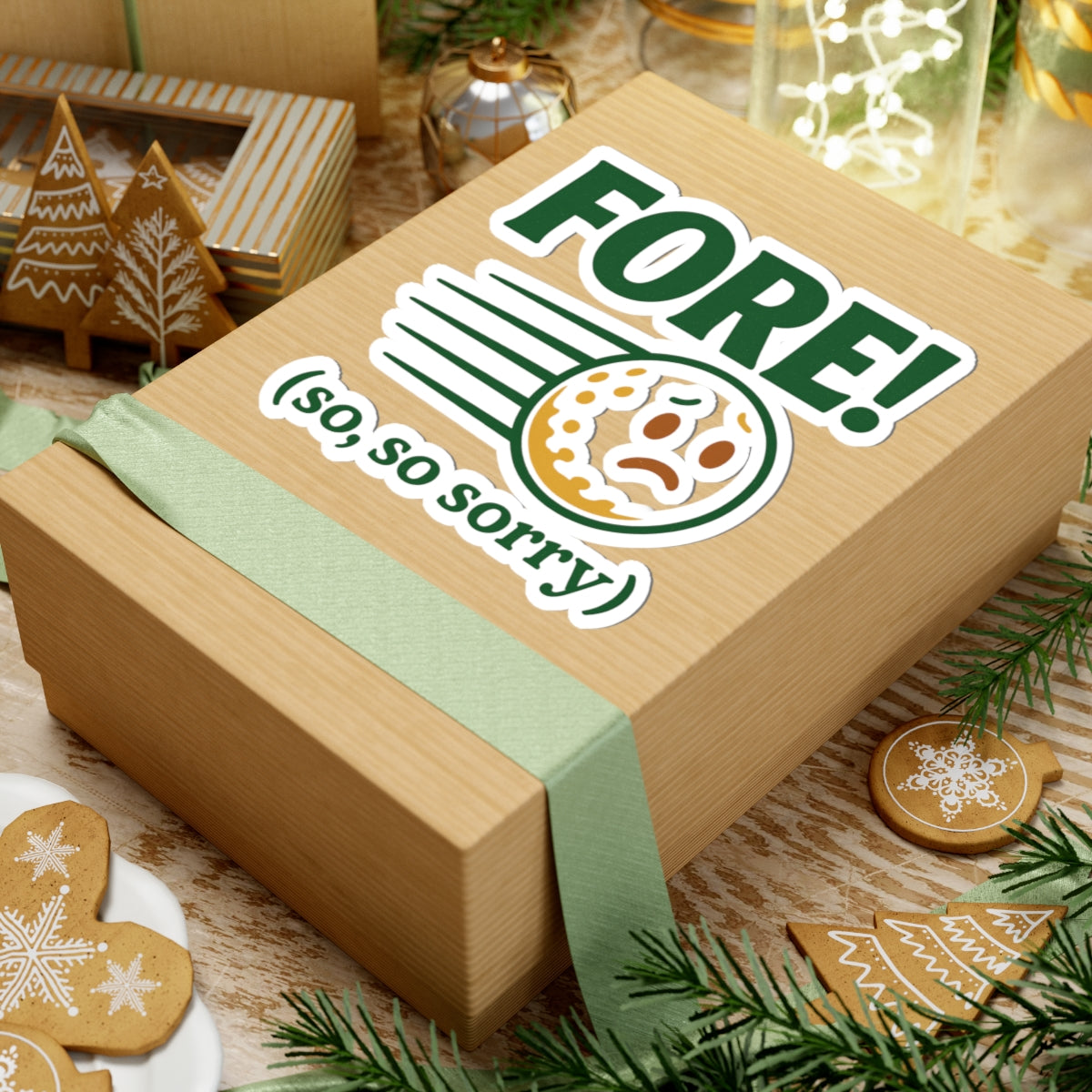 Fore! So Sorry Sticker — Par & Pine original golf design, view 24